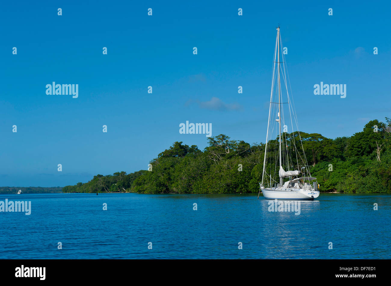 Sailing boat, Aore Island, Sanma Province, Vanuatu Stock Photo