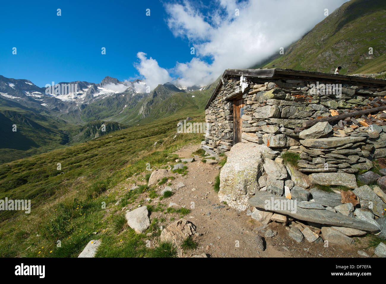 Mountain hut, Seewertal, Ötztaler Alpen, South Tyrol province, Trentino-Alto Adige, Italy Stock Photo