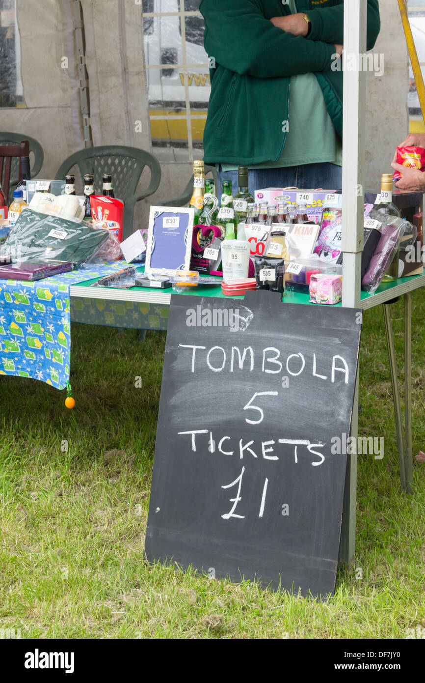 Tombola stall at the Bury Agricultural Show 2013 at Burrs Park, Bury, Lancashire. Stock Photo