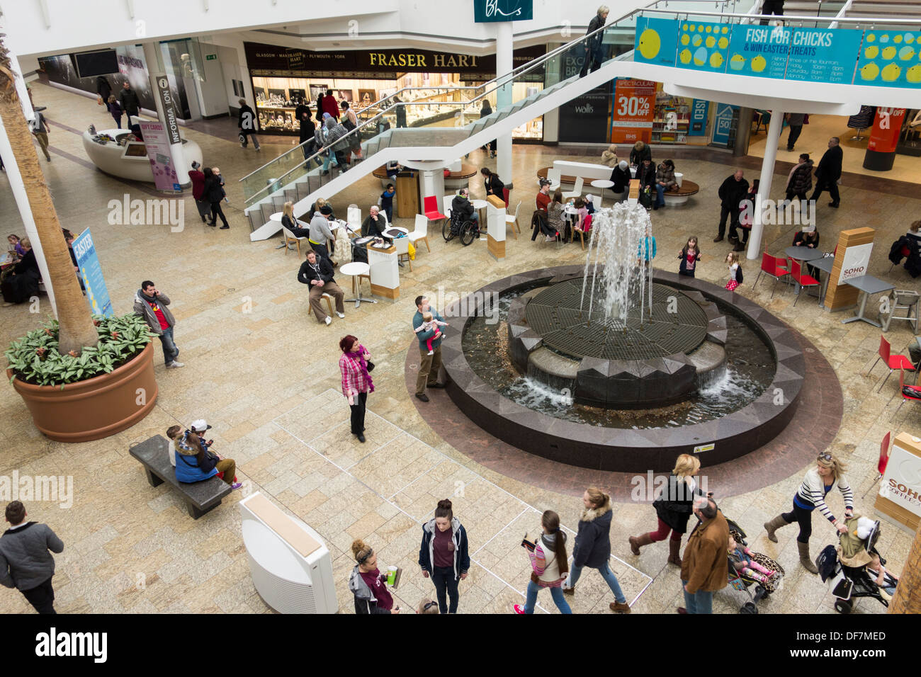 Bird's eye view of shoppers inside of The Mall at Cribbs Causeway