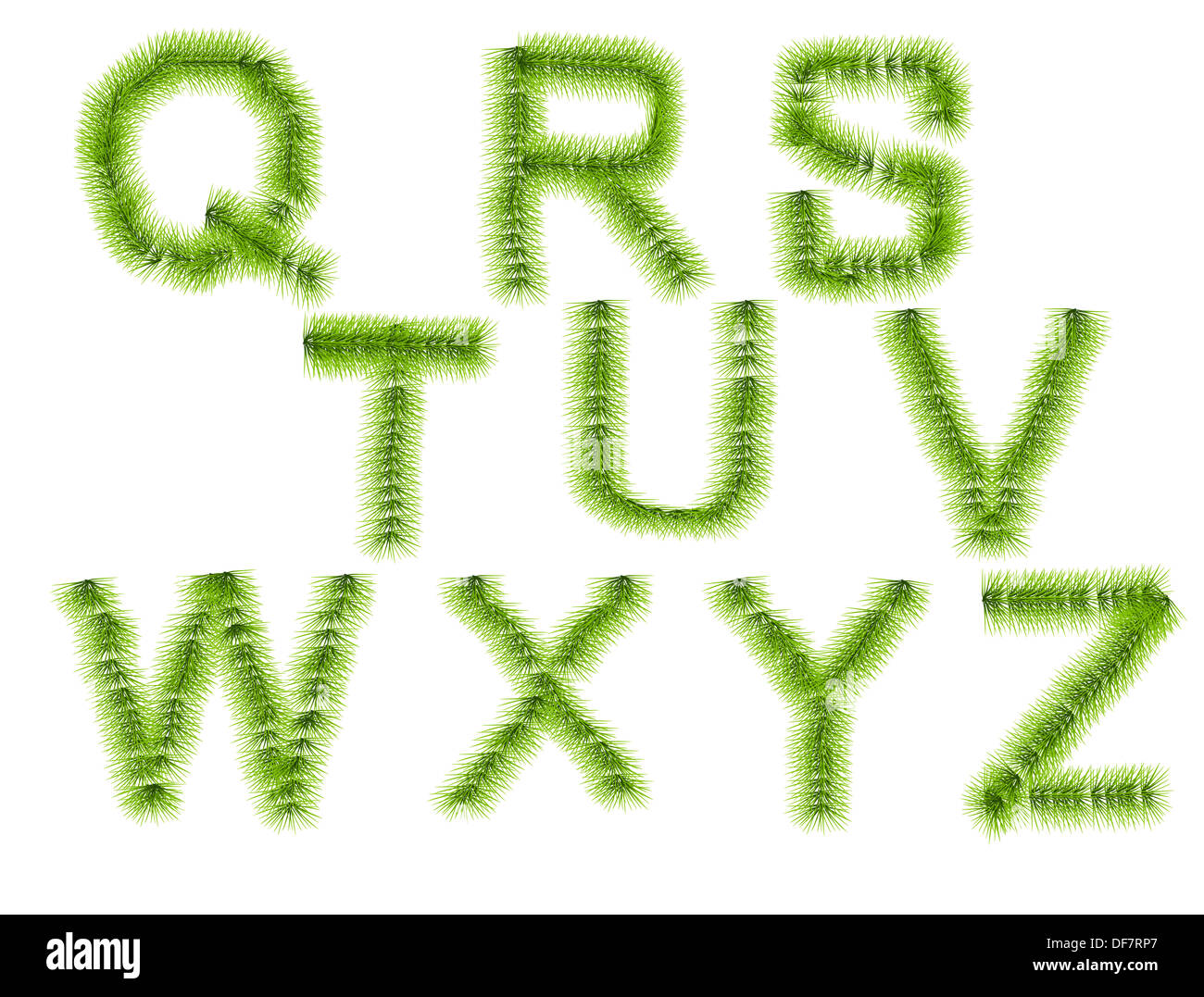 grass letters Q, R, S, T, U, V, W, X, Y, Z isolated o a white background Stock Photo