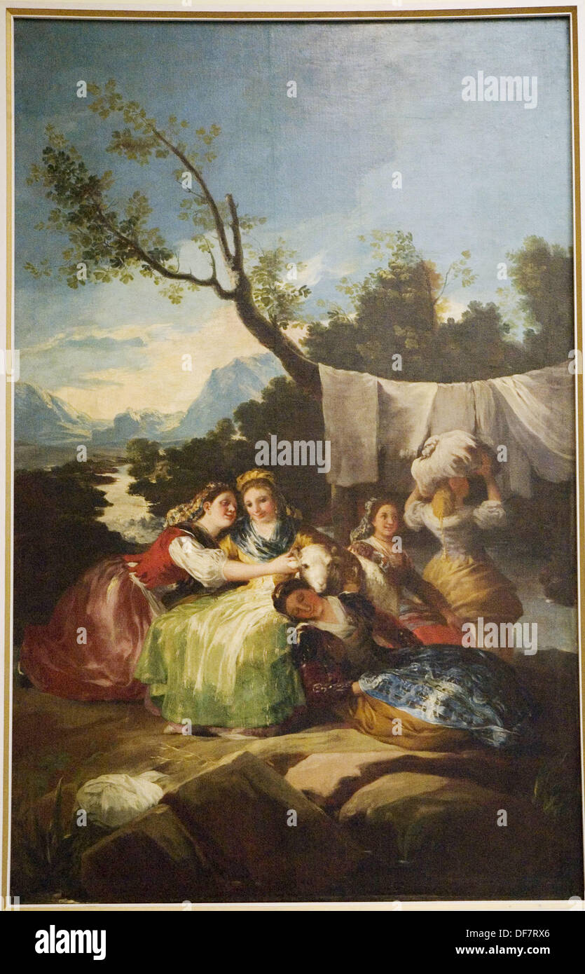 The Washerwomen. 1779. Francisco de Goya. Prado Museum. Madrid. Spain. Stock Photo