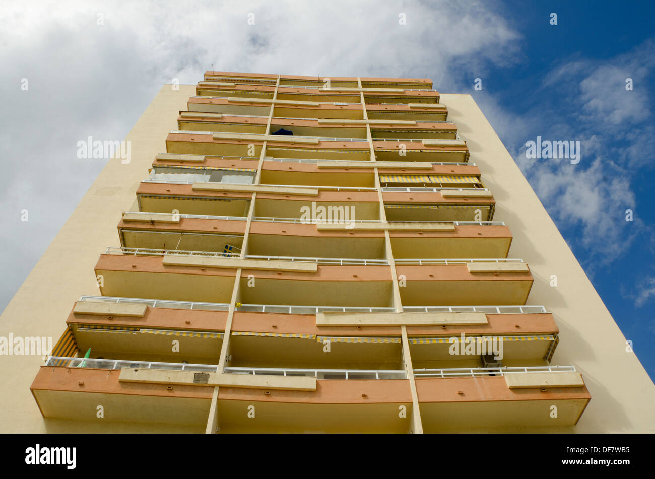 Old high rise tower block on the Costa del sol. Spain. Stock Photo