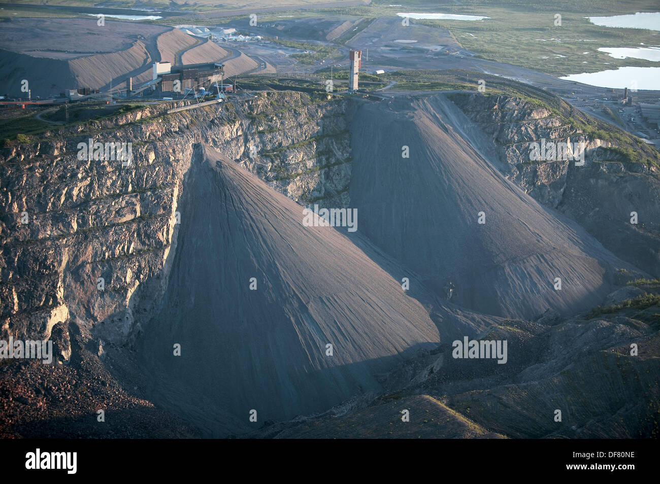 Iron mining, aerial view. Kirunavarra. Kiruna. Lappland. Sweden Stock