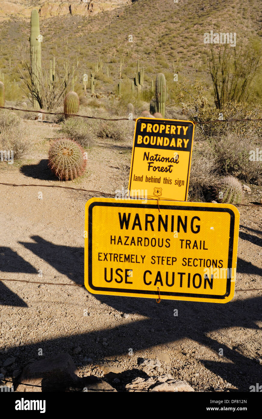 National Forest Property Boundary warning sign, Usery Mountain Regional