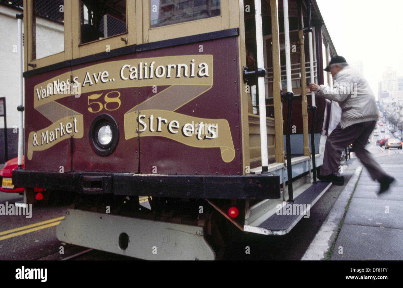 California street and van ness avenue cable car hires stock