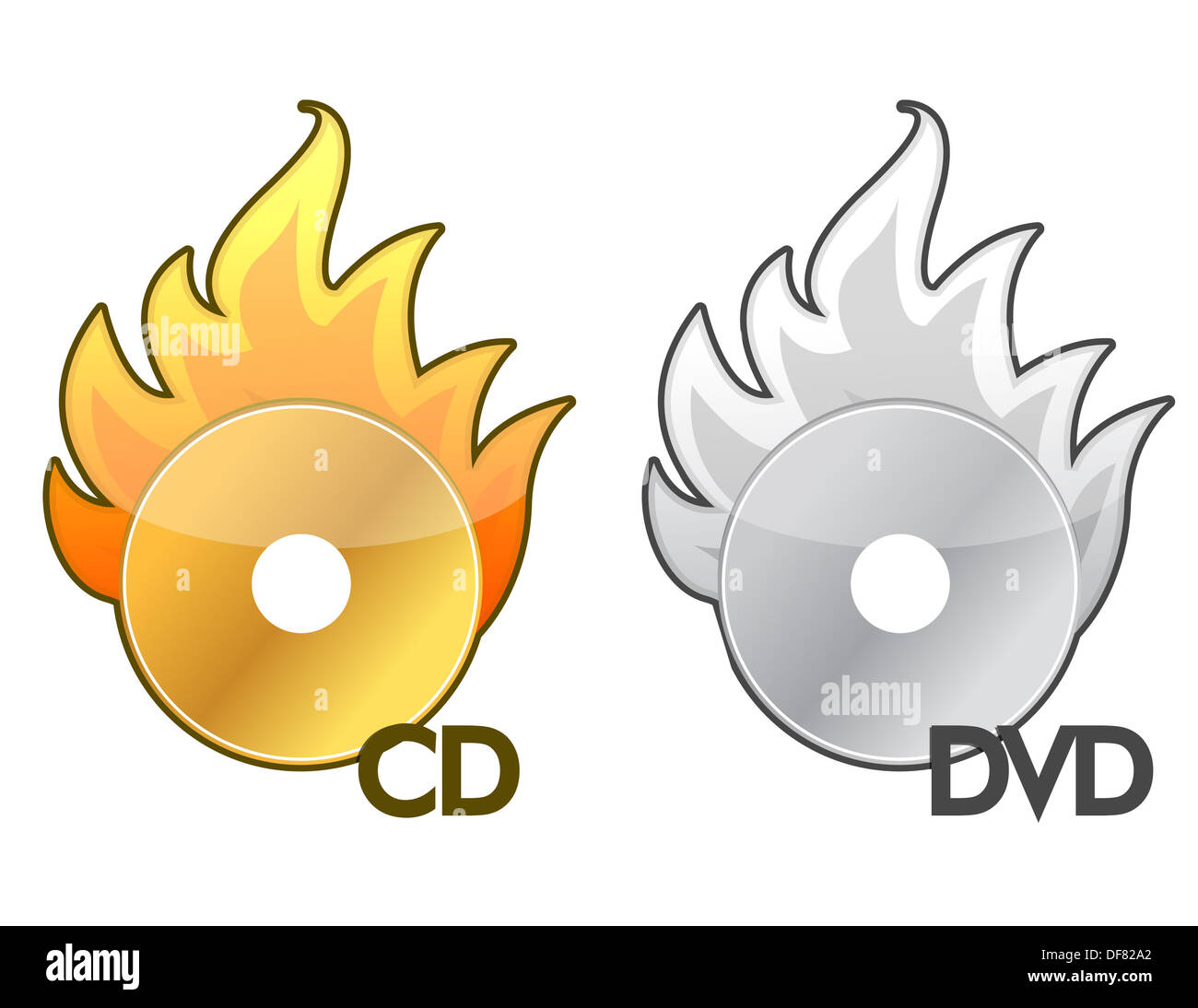 Burning CD / DVD icon over a white background Stock Photo