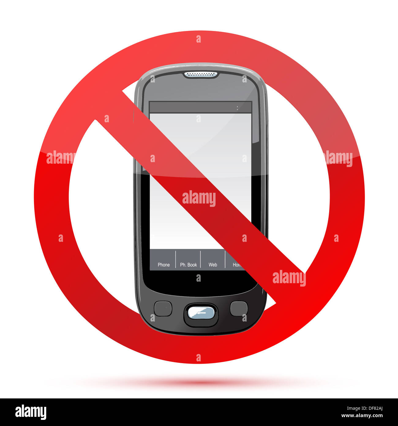No cell phone sign illustration design isolated over a white background ...