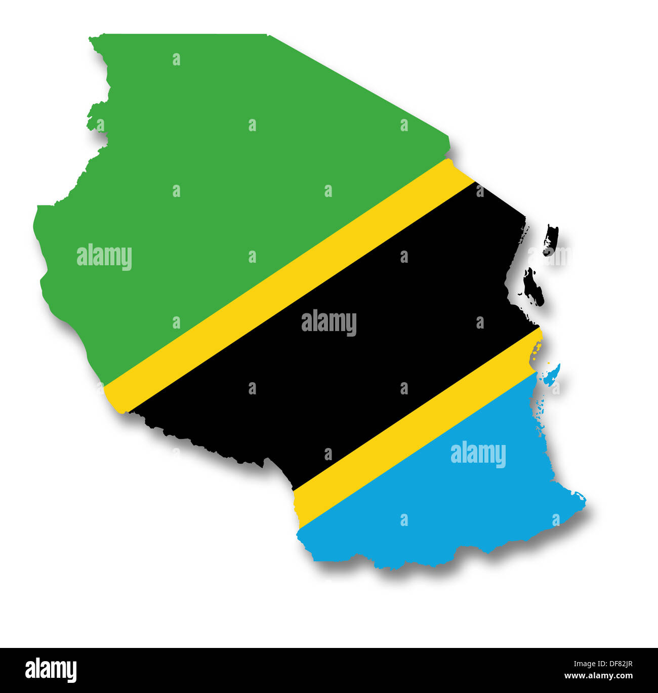 Map and flag of Tanzania Stock Photo