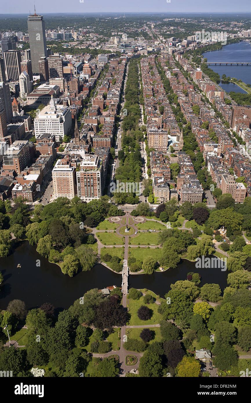 Aerial view of Back Bay, Boston (Massachusetts, USA) from Public Garden