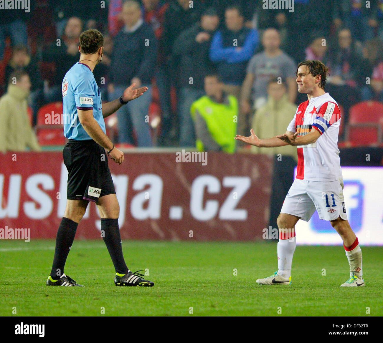 AC Sparta Praha defeat SK Slavia Prague in the Czech Soccer League match  played in Prague, Czech Republic on September 28, 2013. From left: Pavel  Kaderabek of Sparta, Martin Hurka of Slavia