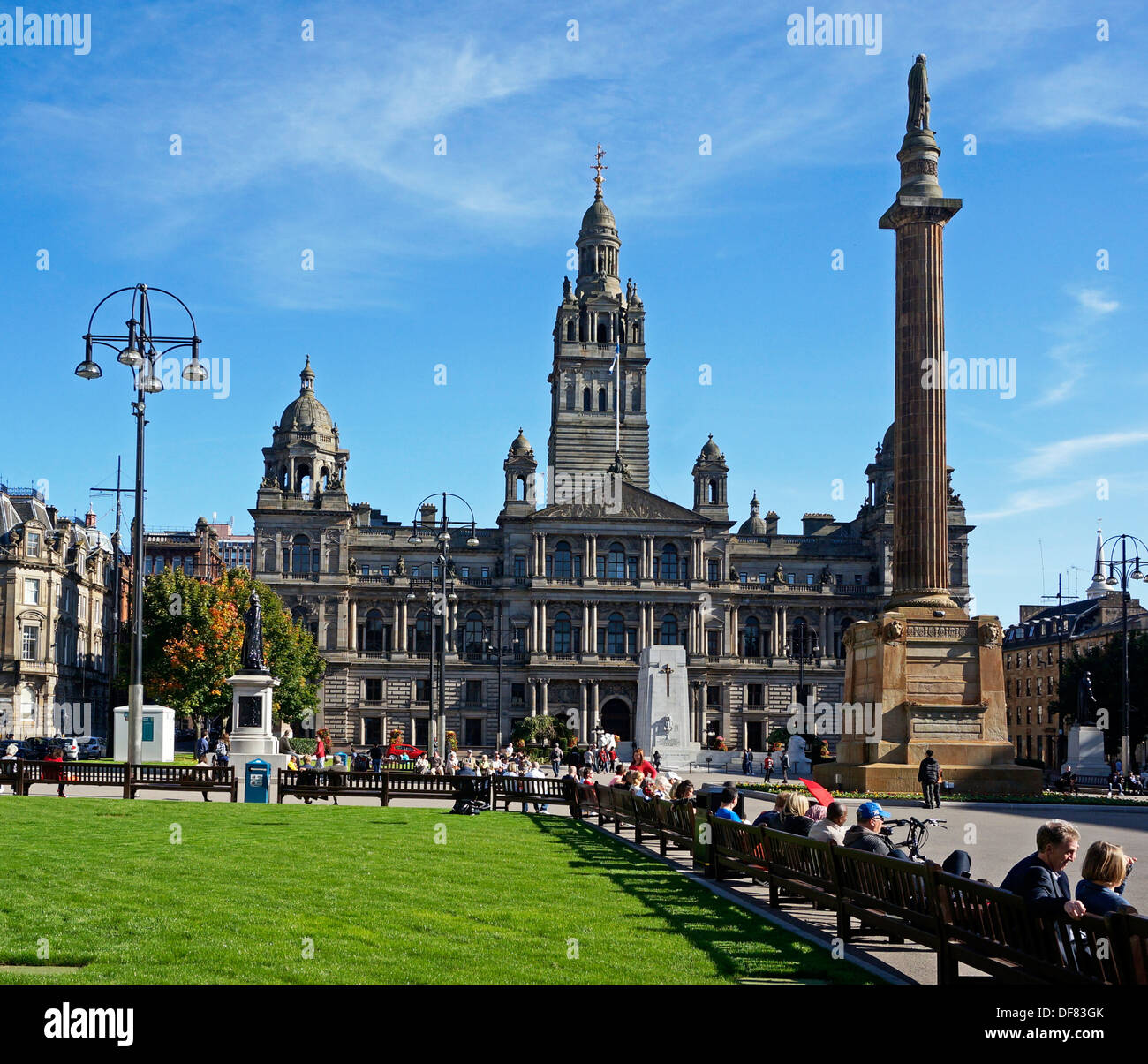 Renovated Square in Glasgow Scotland with new surface and grass