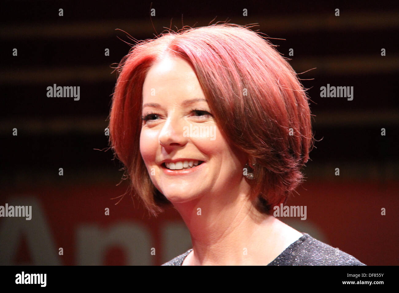 Sydney, Australia. 30th Sep, 2013. Julia Gillard makes her first public appearance since leaving the Prime Ministership in an interview with Anne Summers at the Sydney Opera House. Photos taken at photo-call before the event. Pictured is former Australian Prime Minister Julia Gillard. Credit:  Richard Milnes/Alamy Live News Stock Photo