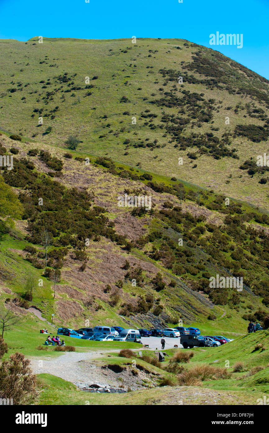 Car park in Carding Mill Valley, Long Mynd, Church Stretton, Shropshire