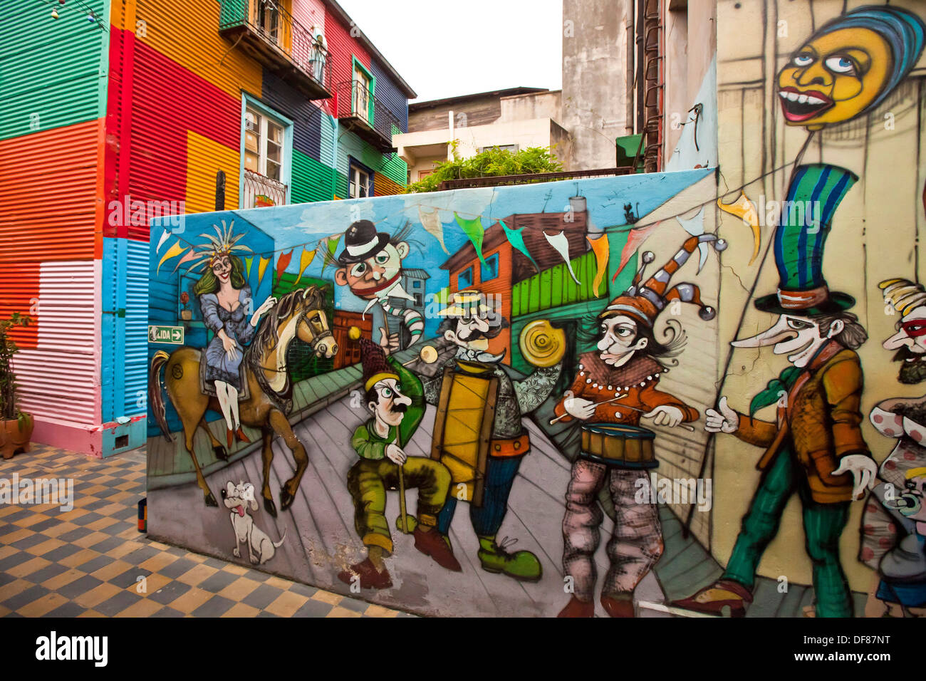 Street art mural, La Boca Italian artists quarter, popular with