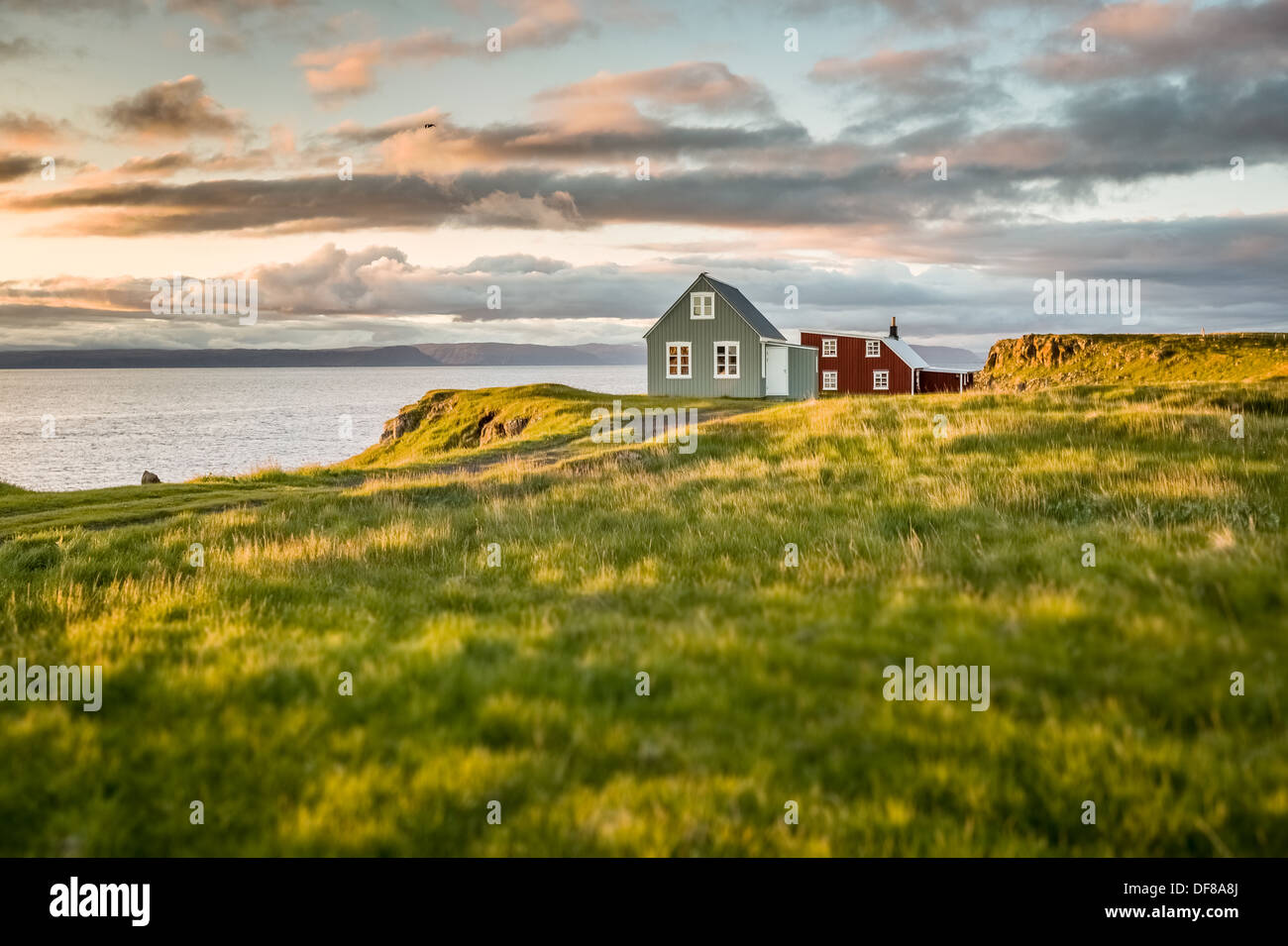 Flatey island is a small island in Breidafjordur Western Iceland, occupied mostly in the summer. Stock Photo