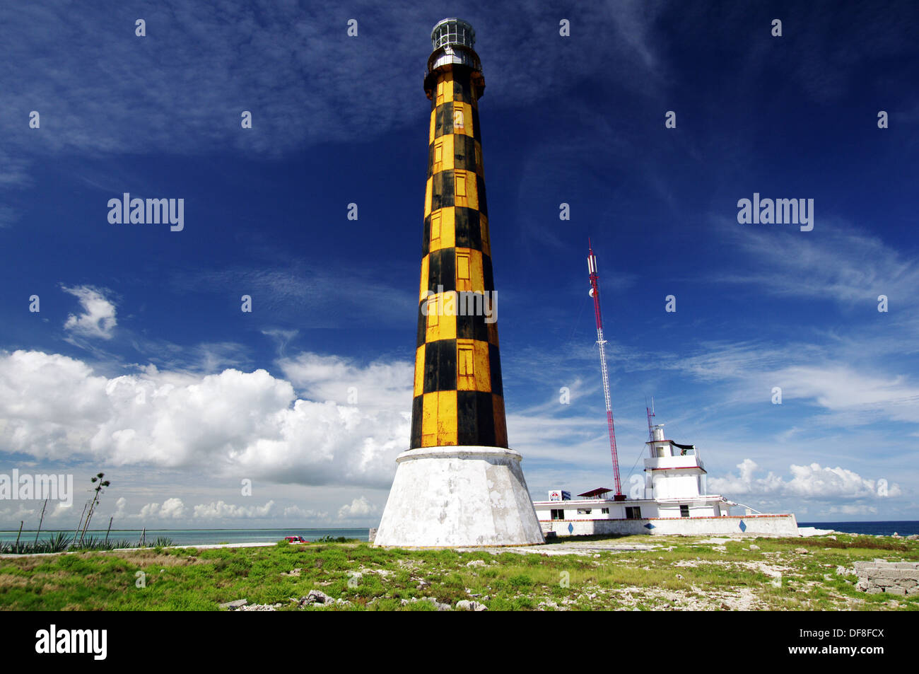 Faro Paredón located on the island of Cayo Paredón Grande - Jardines del Rey archipelago, Cuba Stock Photo