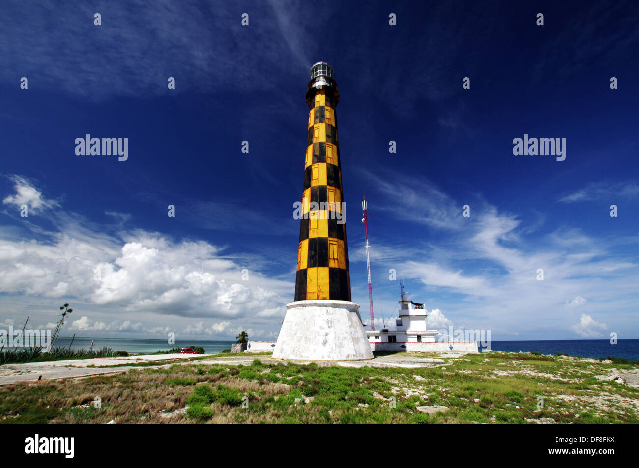 Faro Paredón located on the island of Cayo Paredón Grande - Jardines del Rey archipelago, Cuba Stock Photo