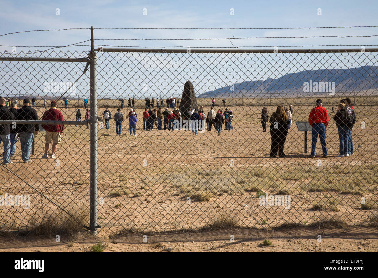 Visitors at the Trinity Site, New Mexico. Stock Photo