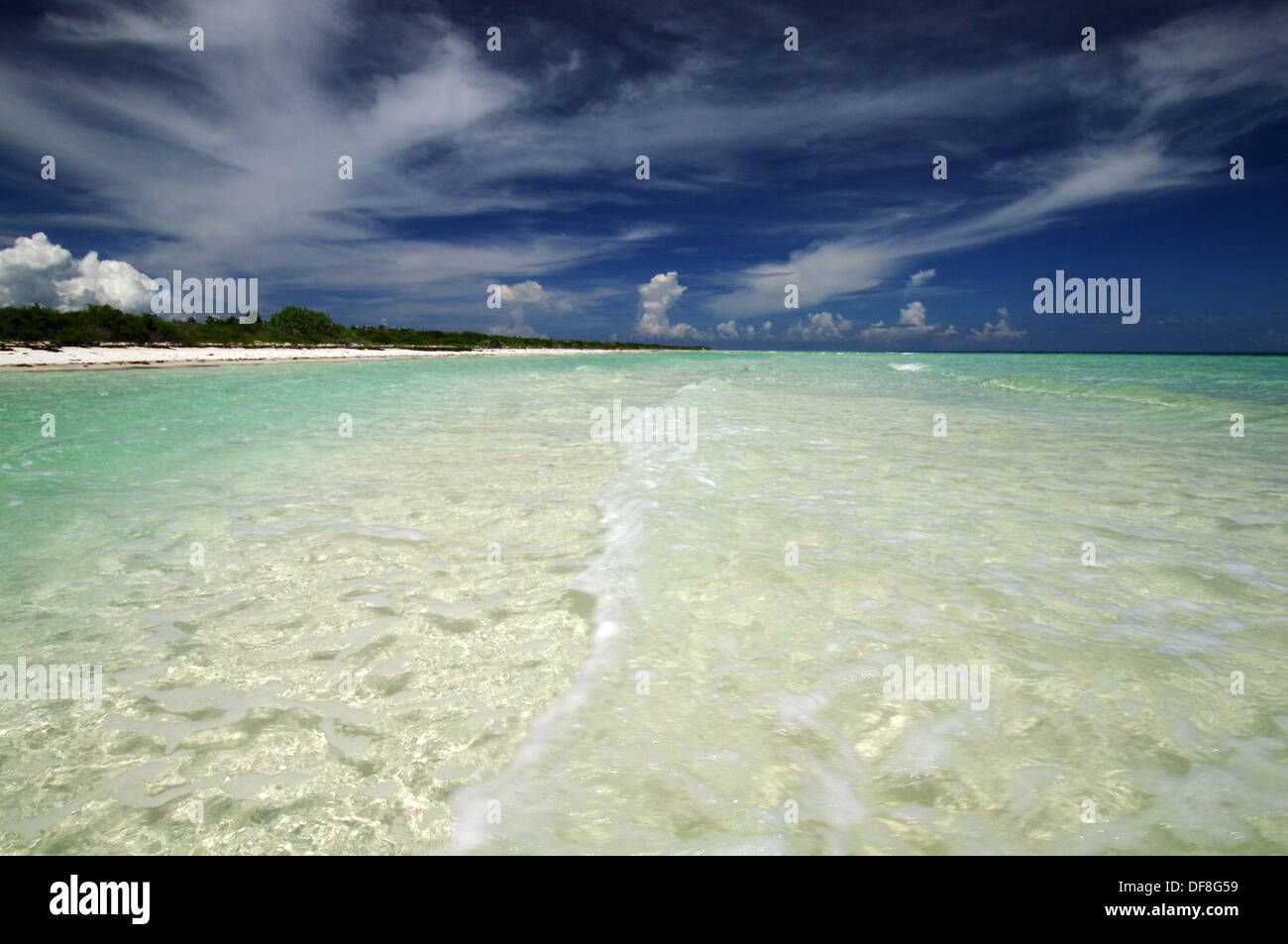 Deserted beach in Cayo Paredon Grande - Jardines del Rey archipelago, Cuba Stock Photo