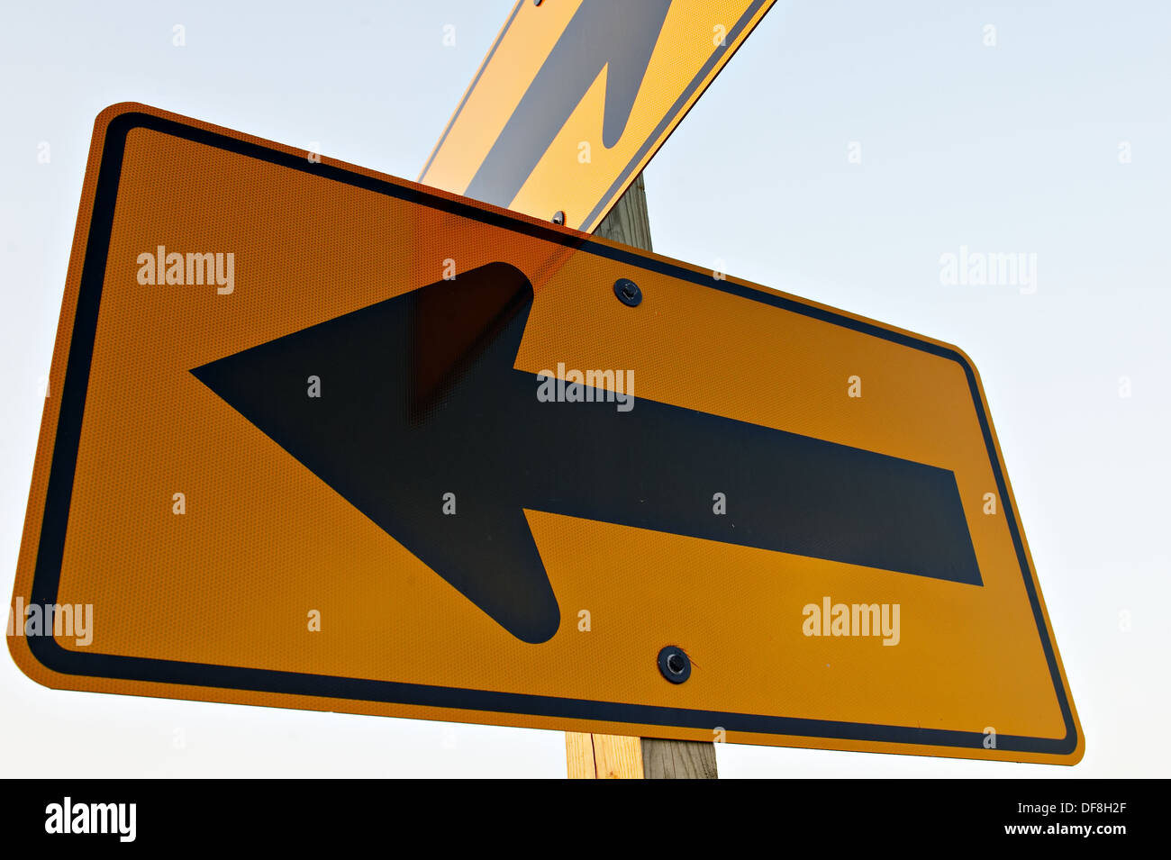 USA, Wisconsin, Kenosha. Road sign at highway intersection, arrows in