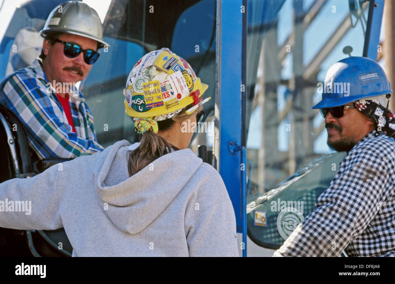 Crane operator, crew. Oakland, California. USA Stock Photo Alamy