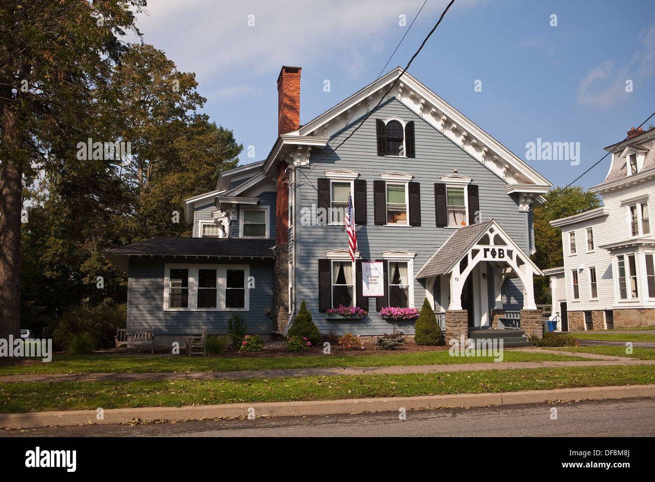 A Colgate University fraternity house is pictured in Hamilton, NY Stock Photo