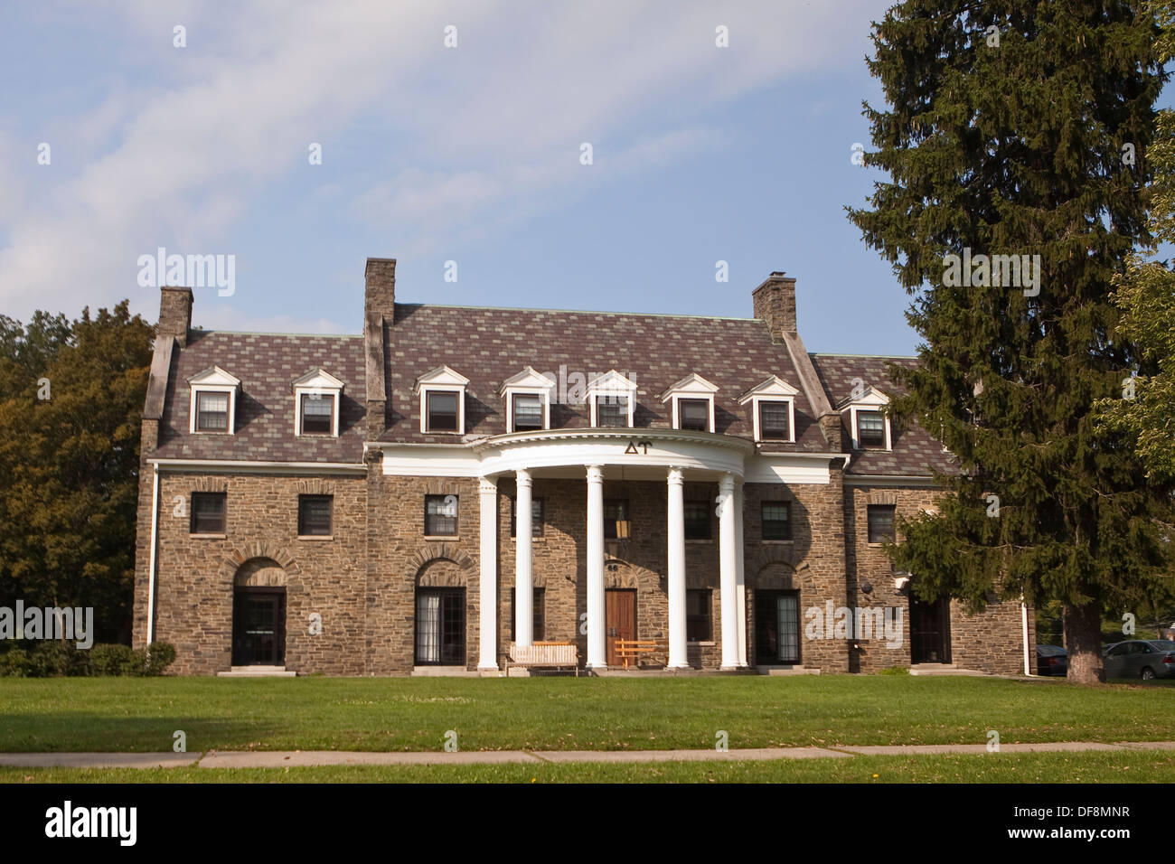 A Colgate University fraternity house is pictured in Hamilton, NY Stock Photo