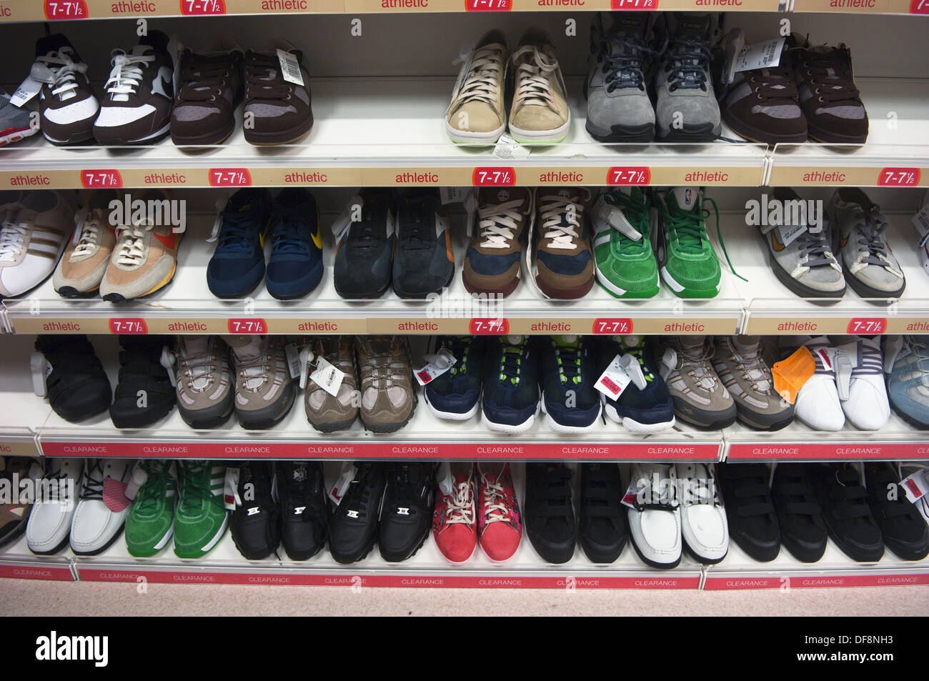 Shoes on a rack at TKMaxx Carmarthen 