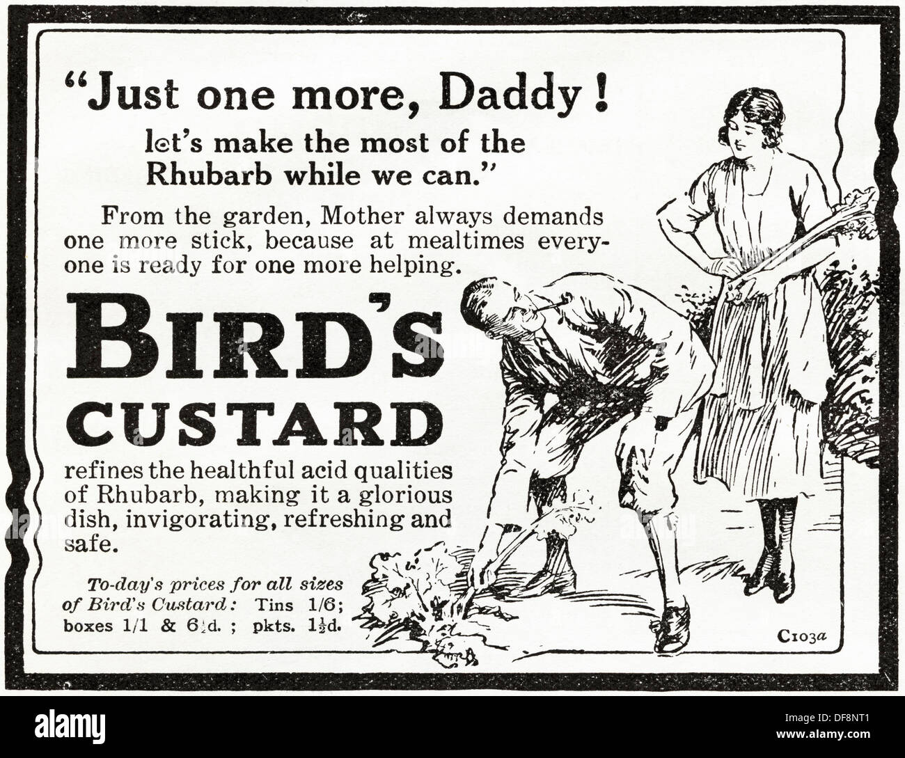 Original 1920s advertisement advertising BIRD'S CUSTARD, consumer magazine advert circa 1924 Stock Photo