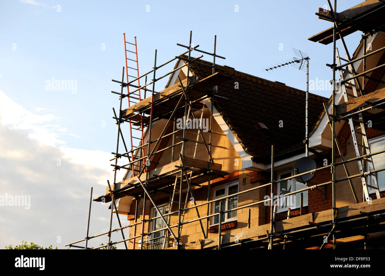 Photograph to illustrate getting on the property ladder at a building site UK Stock Photo