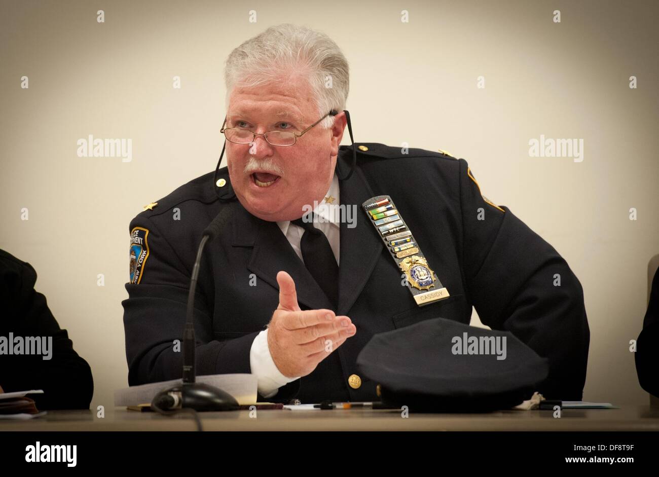 Manhattan, New York, USA. 30th Sep, 2013. NYPD Deputy Chief JOHN CASSIDY speaks as the Council of the City of New York holds an oversight hearing examining the NYPD's Collision Investigation reforms, Monday September 30, 2013. Credit:  Bryan Smith/ZUMAPRESS.com/Alamy Live News Stock Photo