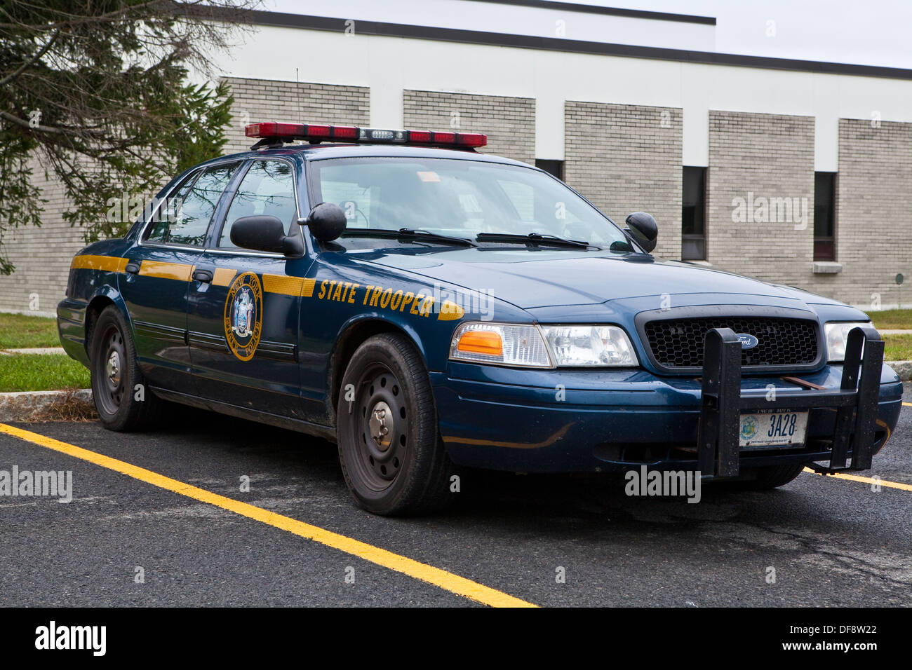 A New York State trooper car is parked in the New York State Police Academy in Albany, NY Stock Photo