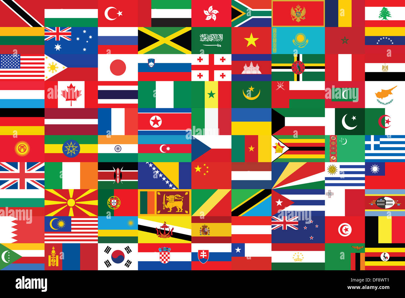 seamless background with some of world flags Stock Photo