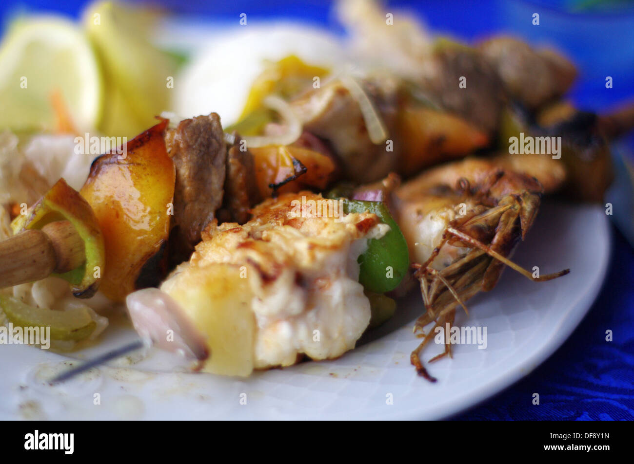 Meat and seafood skewers - Trinidad, Cuba Stock Photo