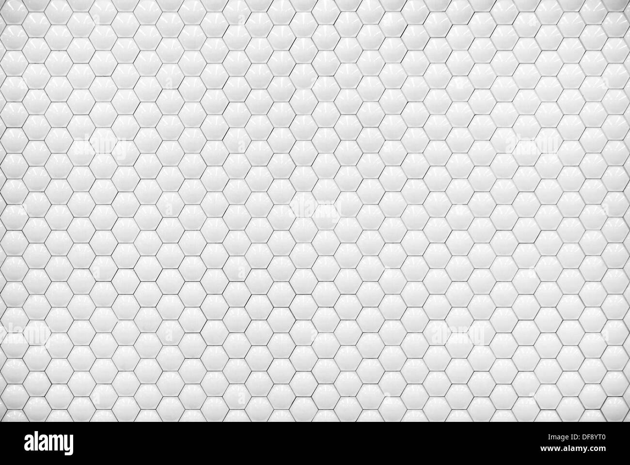 White shiny hexagon bubble tile texture background Stock Photo