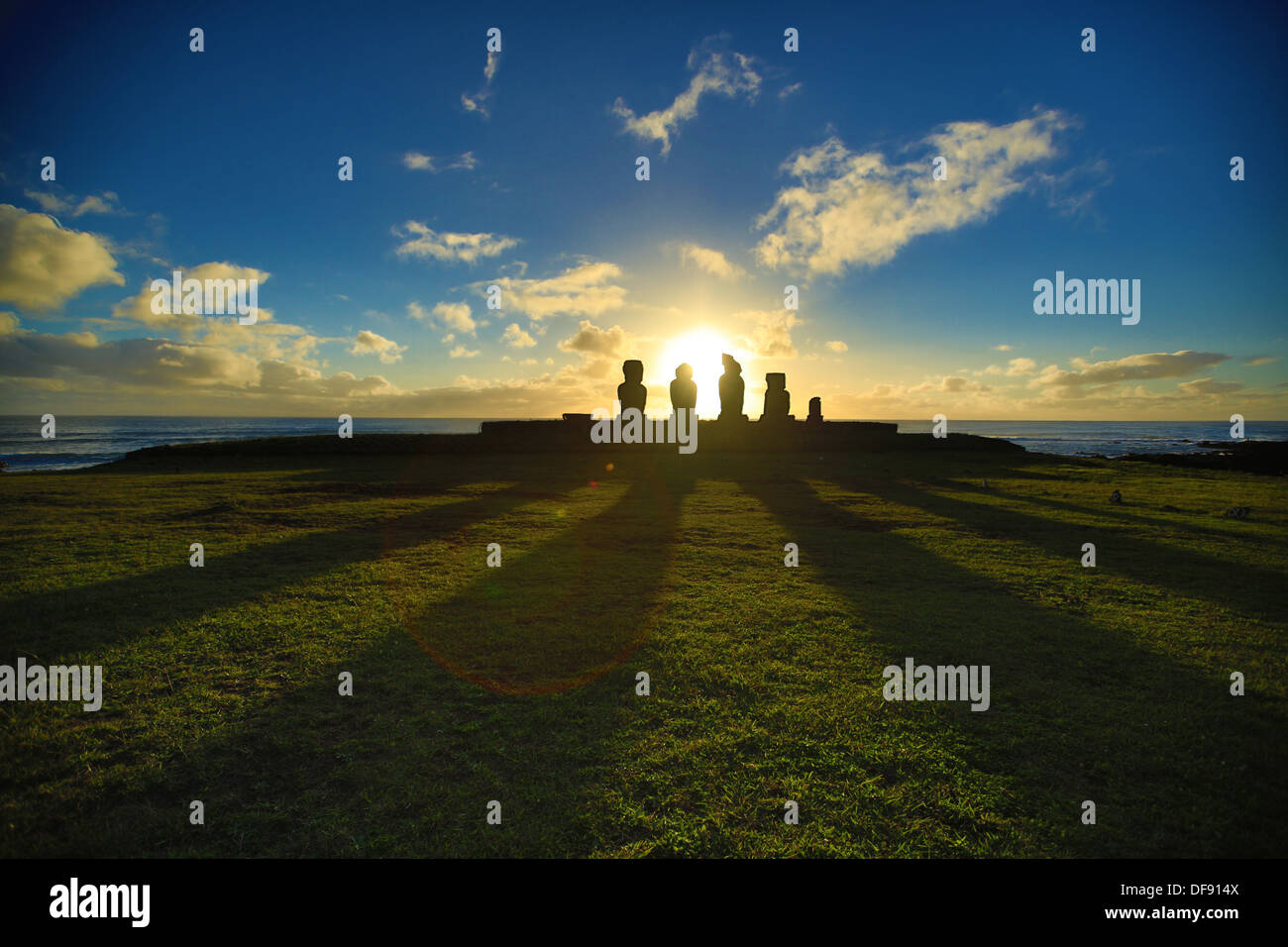 Sunset at Easter Island Stock Photo