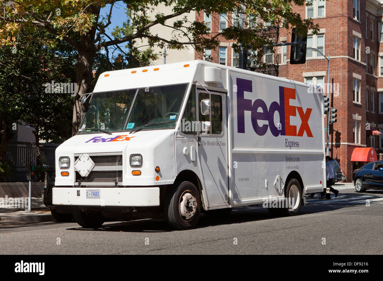 FedEx delivery truck parked in Washington, DC Stock Photo