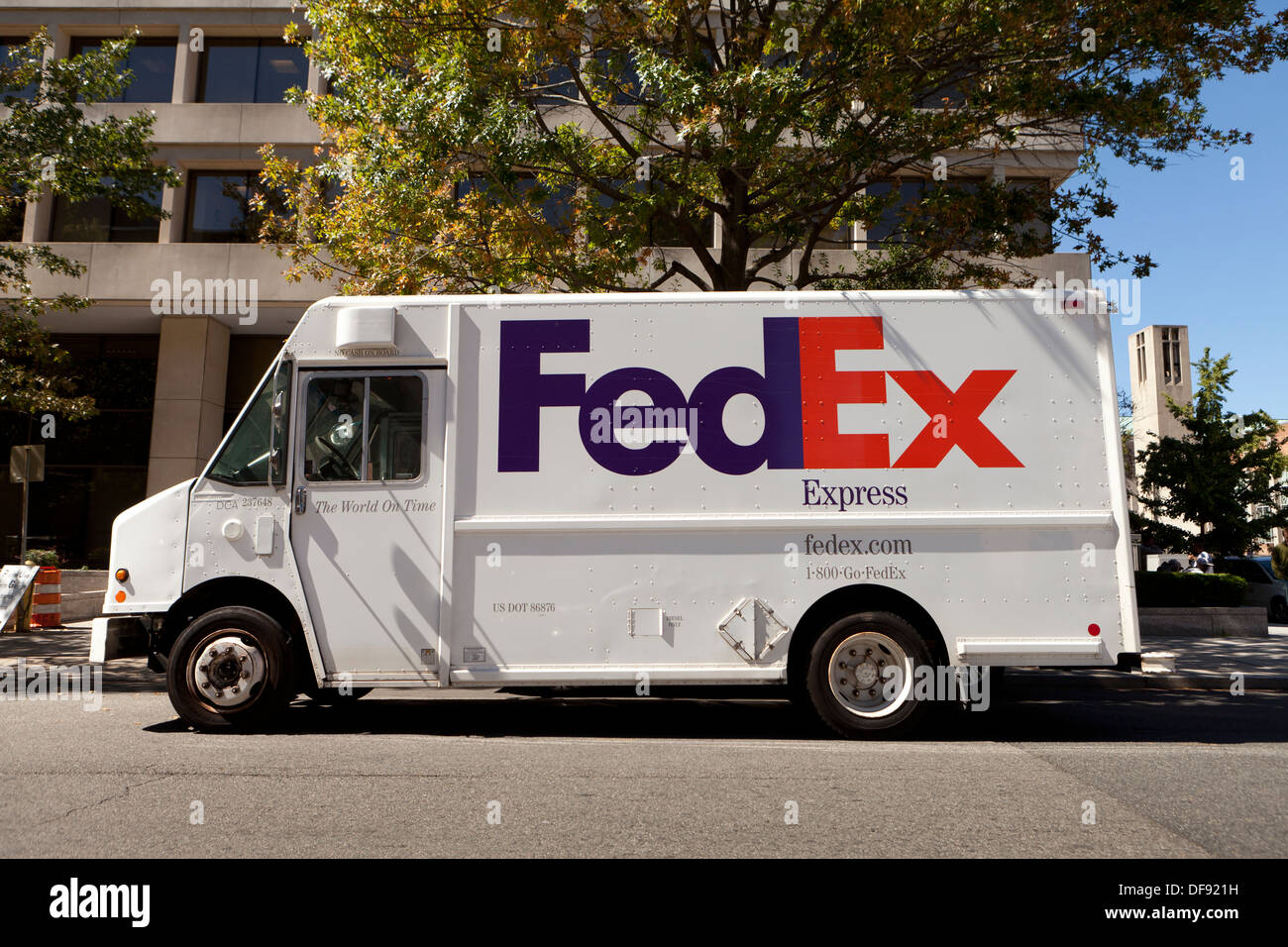 FedEx delivery truck parked in Washington, DC Stock Photo