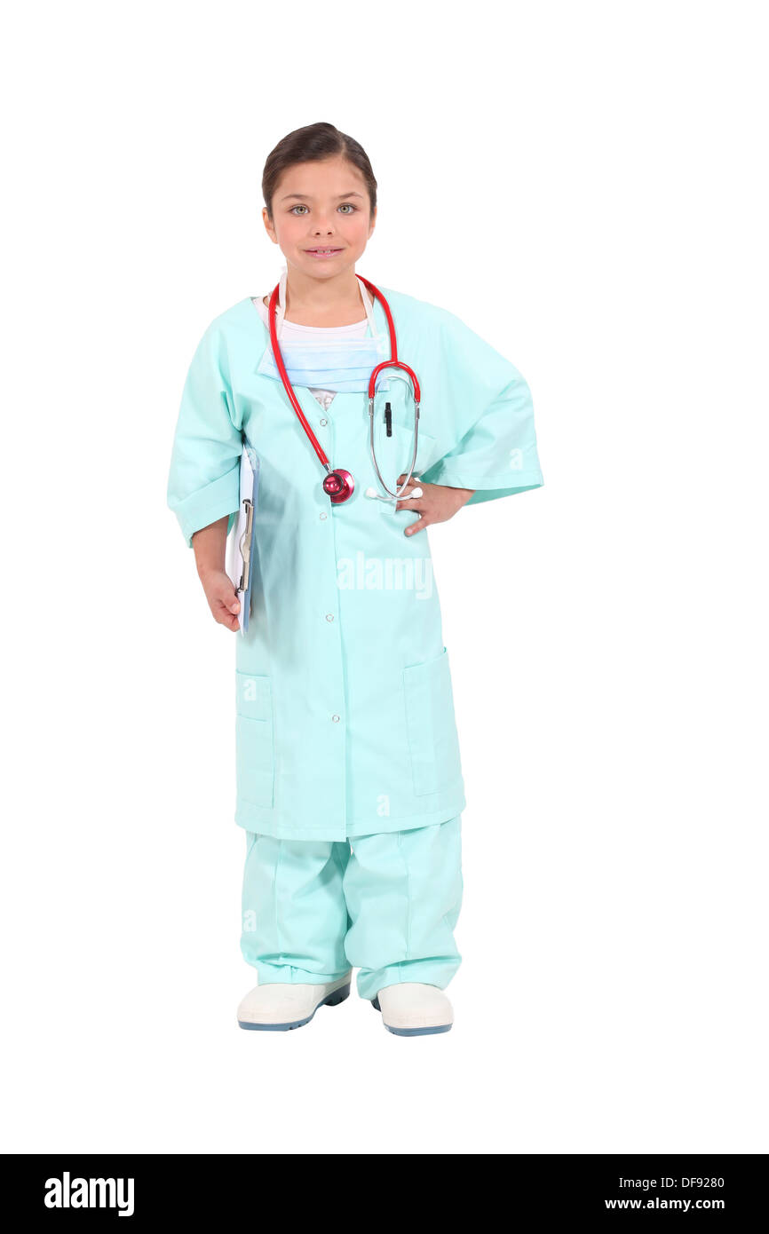 Girl in doctor outfit Stock Photo