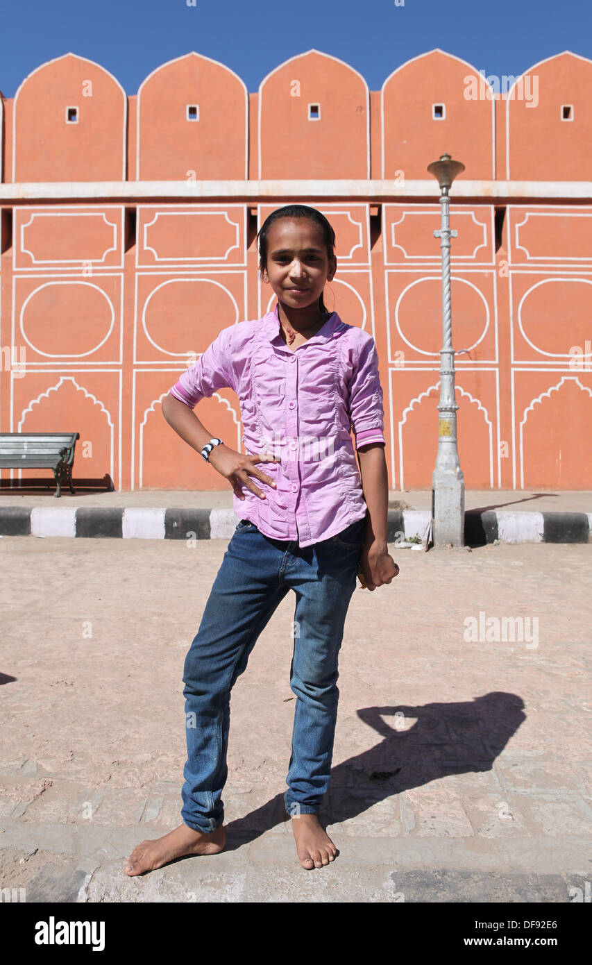 Young girl posing confidently for the camera in Jaipur,Rajasthan,India,Asia, Stock Photo