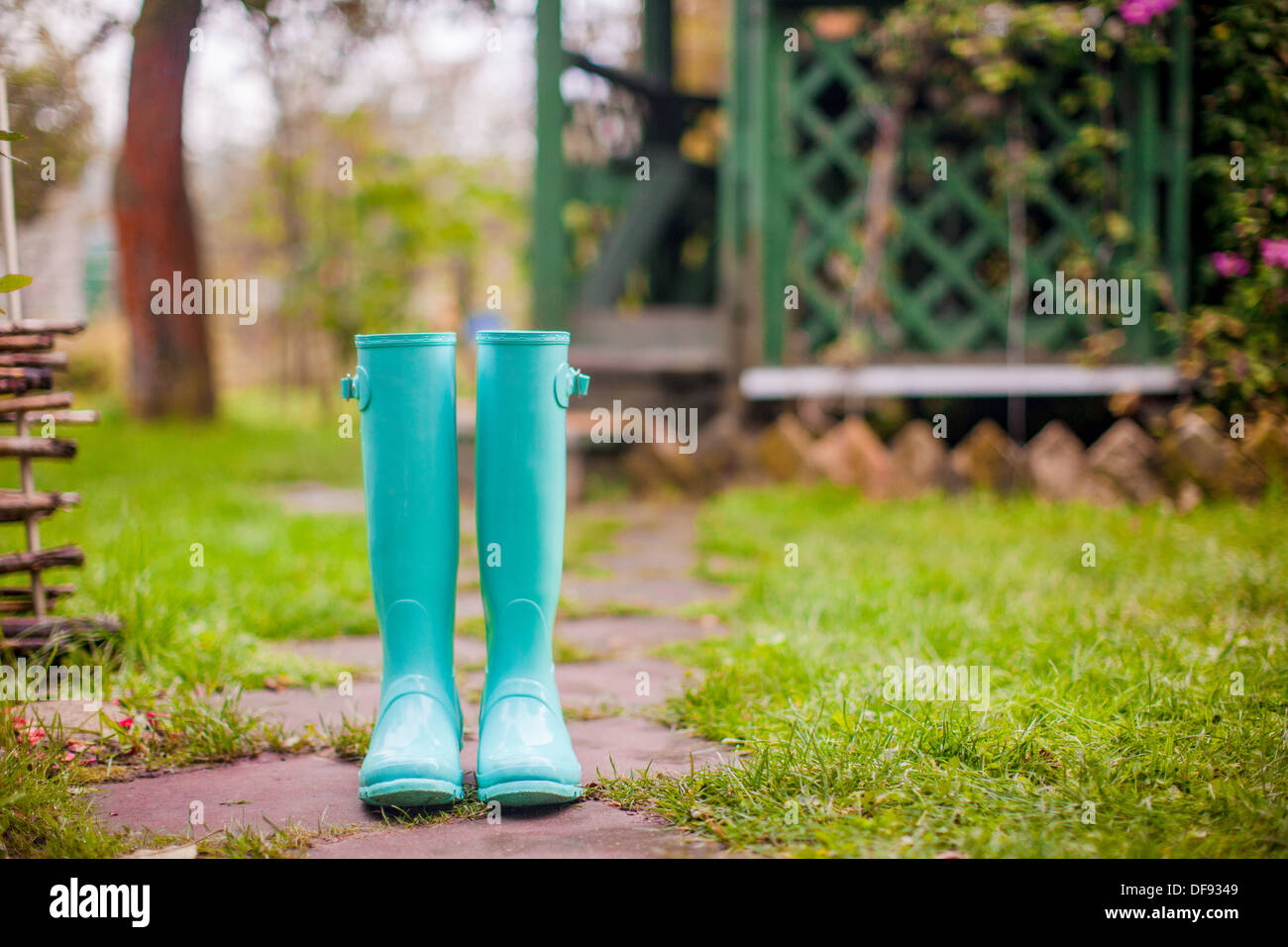 mint green rain boots