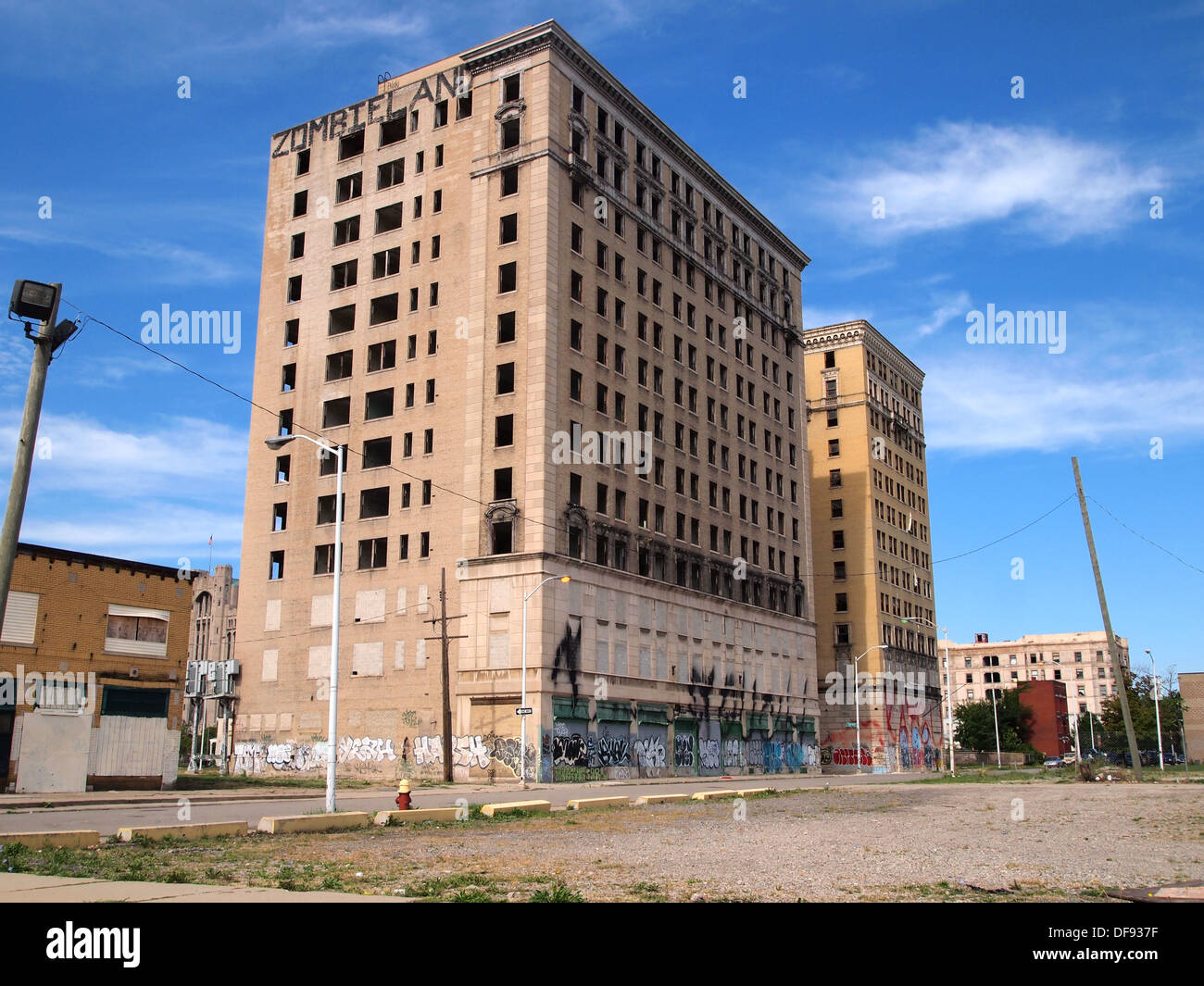 Abandoned and derelict tower blocks, Detroit, Michigan, USA Stock Photo