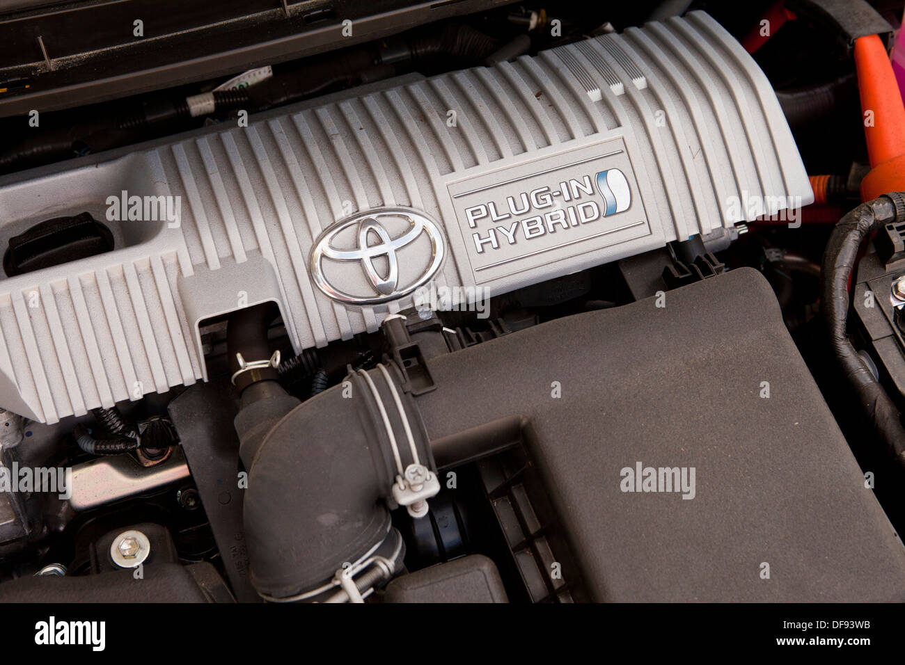 Toyota Prius hybrid engine compartment Stock Photo