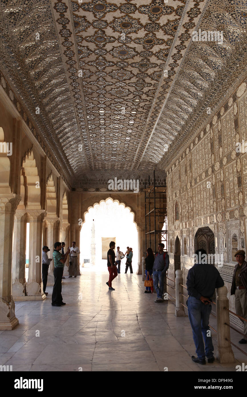 Sheesh Mahal or Palace of Mirrors, Amber Fort, Jaipur, Rajasthan, India, Asia Stock Photo
