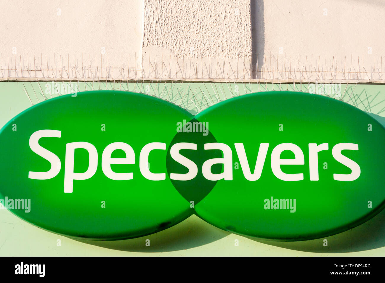 Sign above Specsavers opticians high street store. Stock Photo