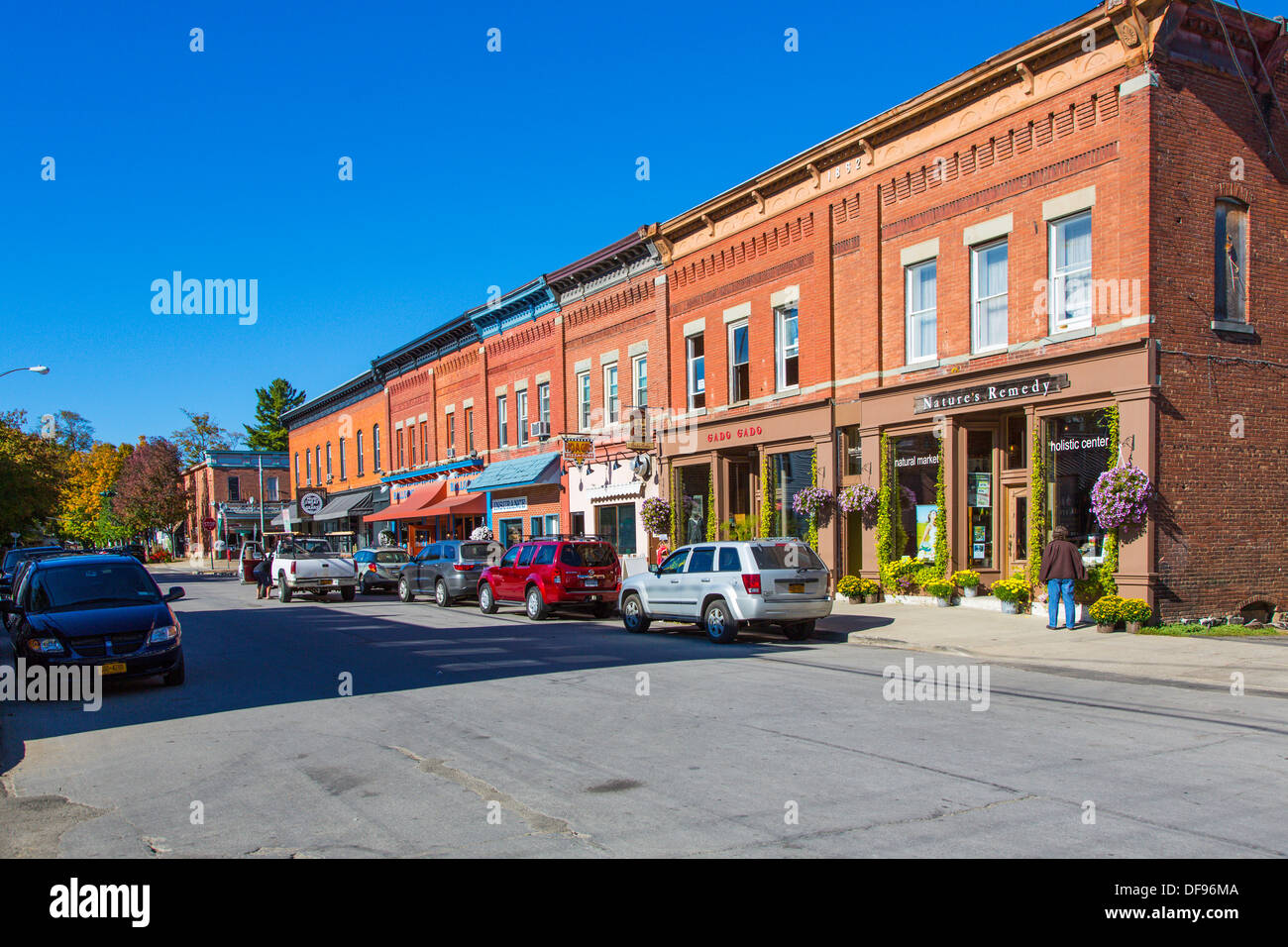 Street in center of Ellicottville in Western New York State Stock Photo