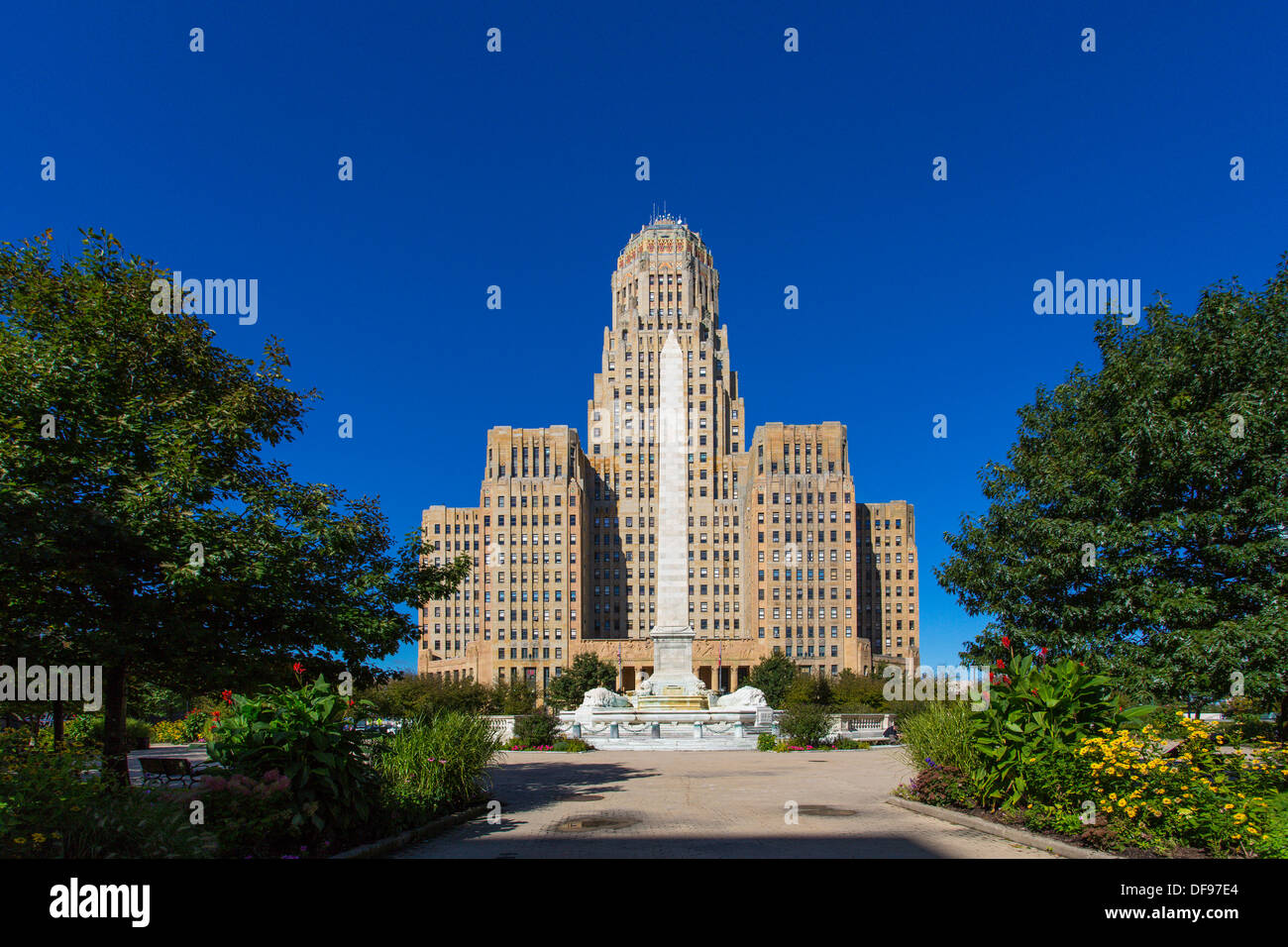 Art Deco style City Hall building completed in 1931 by Dietel, Wade & Jones on Niagara Square in Buffalo New York Stock Photo