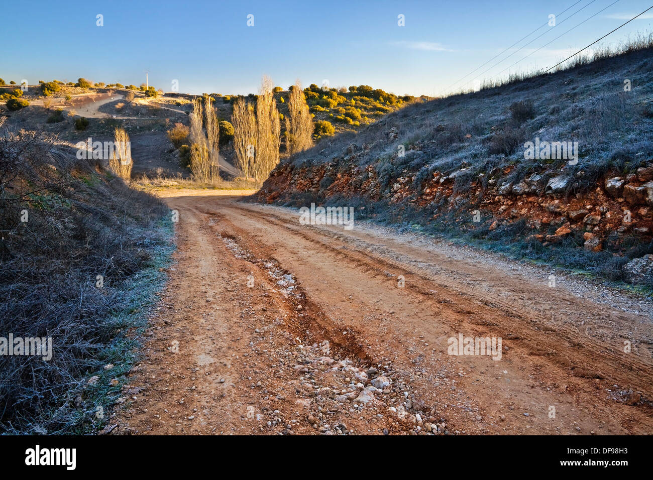 The Horcajo road in Belmonte de Tajo Madrid Spain Stock Photo