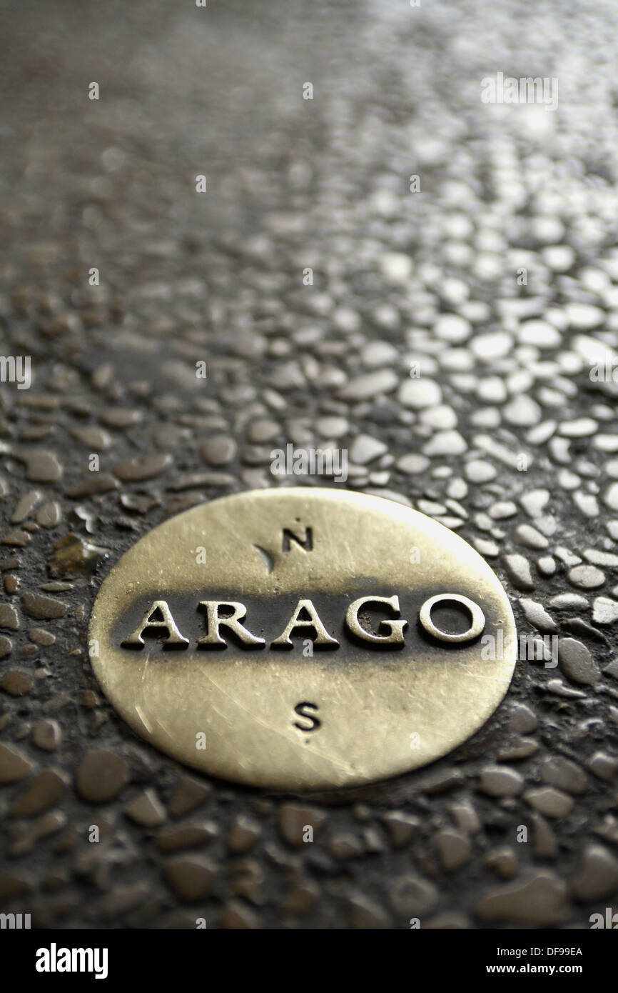 One of the bronze disk formed Paris Meridian so called Arago Rose Line near  Palais Royal. Paris. France Stock Photo - Alamy
